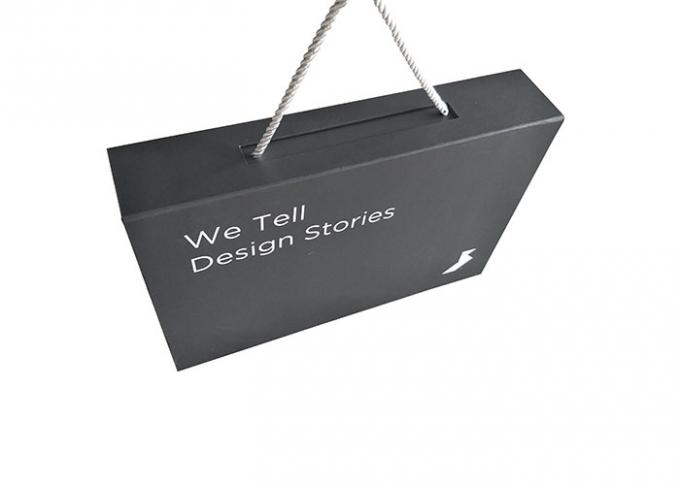 Schwarze Pappfaltende Verpackenkasten-Logo-Gewohnheit mit dem Zugseil zusammenklappbar