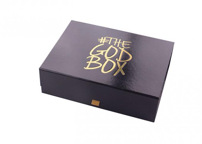 Rechteck-Pappfaltende Geschenkboxen mit schwarzem Fotoresist und heißem Goldlogo