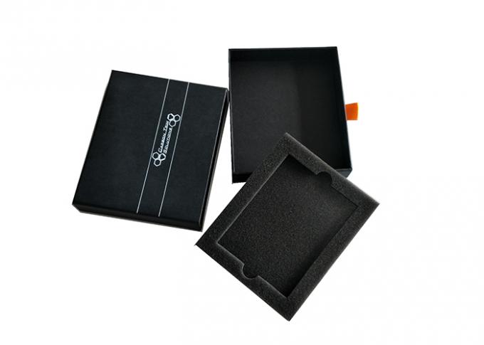 Farbschieben schwarzer Papierstreichholzschachtel-Dia-Kasten, heraus Geschenkbox mit Schaum-Einsatz