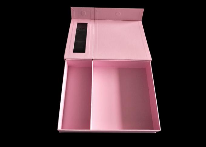 Rosa magnetischer Schließungs-Geschenk-Karten-Kasten mit zwei Zwischenlagen und einem klaren Fenster