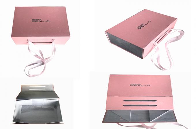 Prägungslogo-faltende Geschenkbox-rosa Farbe Rose für das Kleidungs-Verpacken