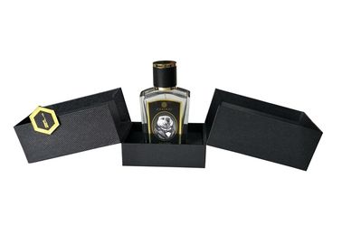 China 2 Seiten öffnen die schwarzen strukturierten Parfüm-Geschenk-Verpackungs-Kästen, die mit EVA-Einsatz besonders angefertigt werden usine