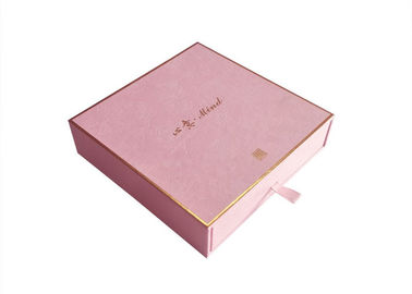 Kosmetik, die Papierkasten-Rosa-strukturiertes Papiergoldfolien-Logo-langlebiges Gut schiebend verpackt