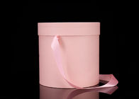 Luxus-Rosen-Zylinder-Geschenkbox-Rosa-Papiergoldlogo mit Band-Griff fournisseur