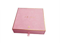 Kosmetik, die Papierkasten-Rosa-strukturiertes Papiergoldfolien-Logo-langlebiges Gut schiebend verpackt fournisseur