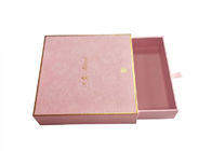Kosmetik, die Papierkasten-Rosa-strukturiertes Papiergoldfolien-Logo-langlebiges Gut schiebend verpackt fournisseur