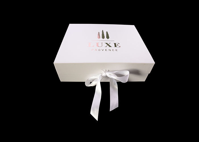 Abdeckungs-Laminierungs-faltendes Geschenkbox-im Kleinen weißes Band-Rosen-Goldkleinlogo fournisseur