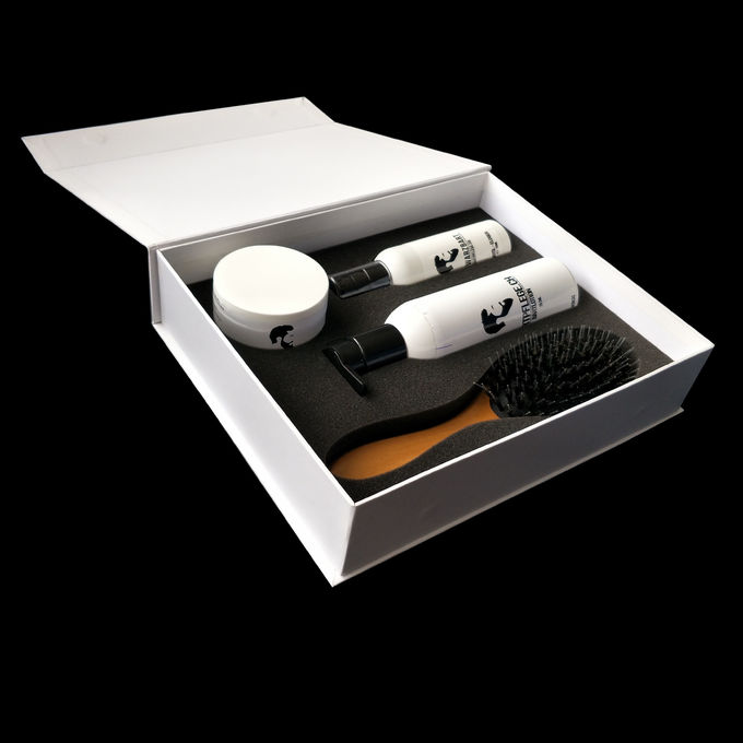 Weißbuch geformte Kasten-schwarze stempelnde Logo-Magnet-Schließung mit EVA-Schaum-Einsatz