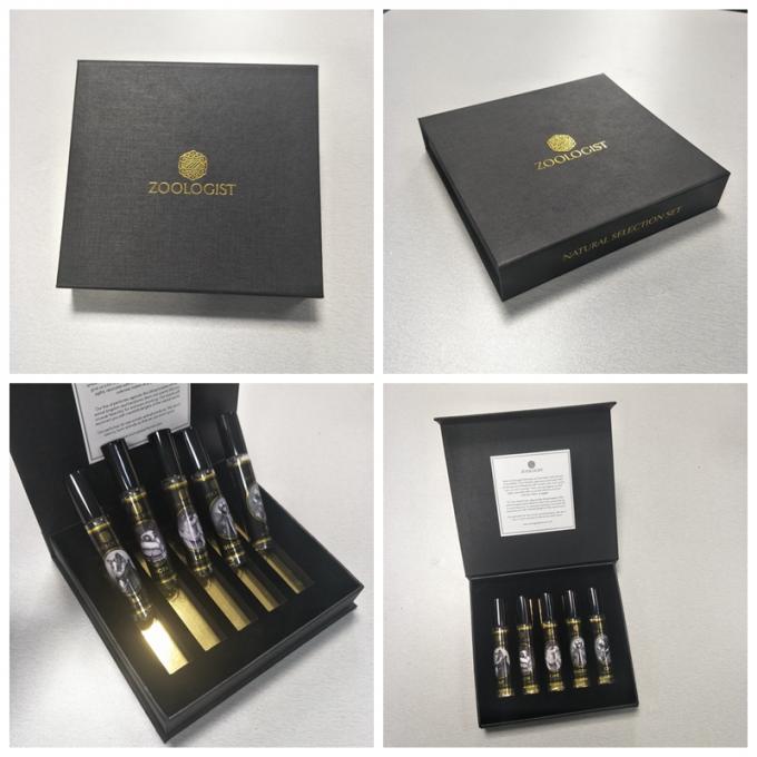 2 Seiten öffnen die schwarzen strukturierten Parfüm-Geschenk-Verpackungs-Kästen, die mit EVA-Einsatz besonders angefertigt werden
